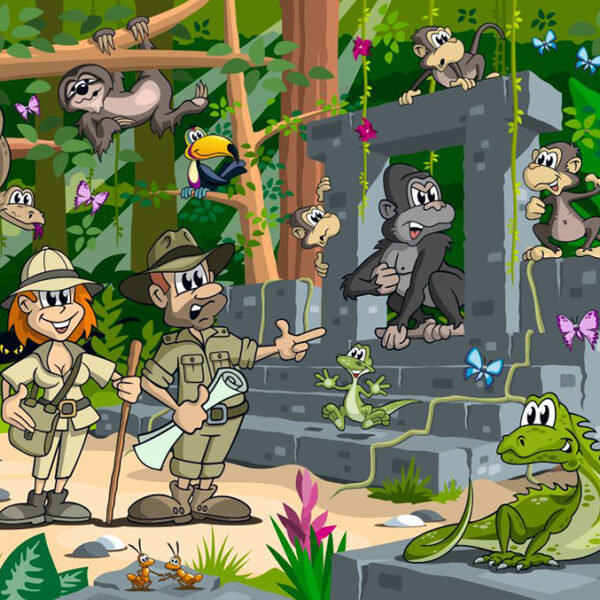 Comic Cartoon szene Dschungelwelt