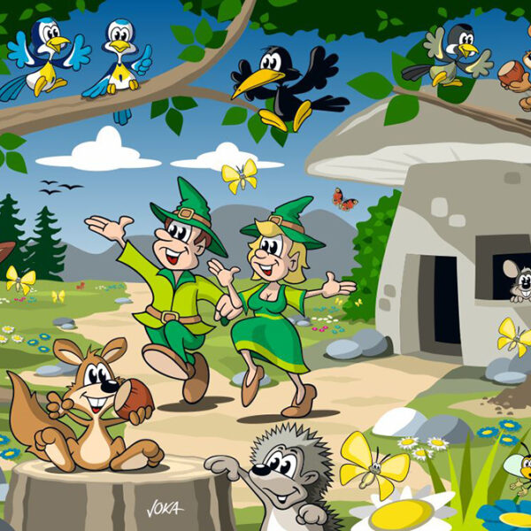 Comic Cartoon szene Waldrandwelt