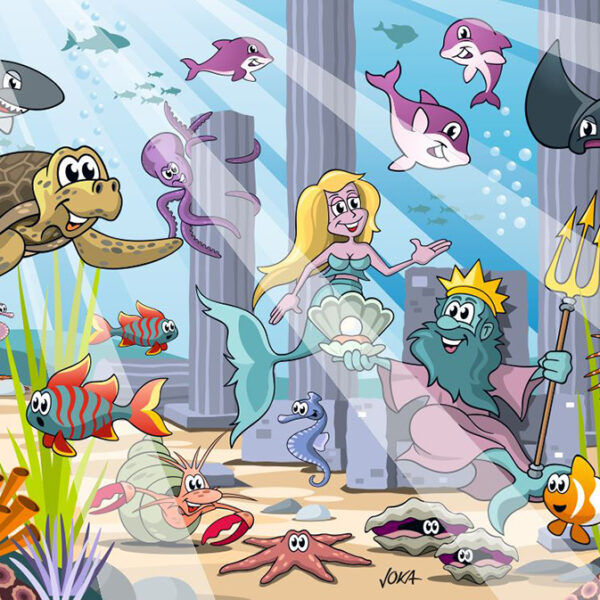 Comic Cartoon szene Unterwasserwelt