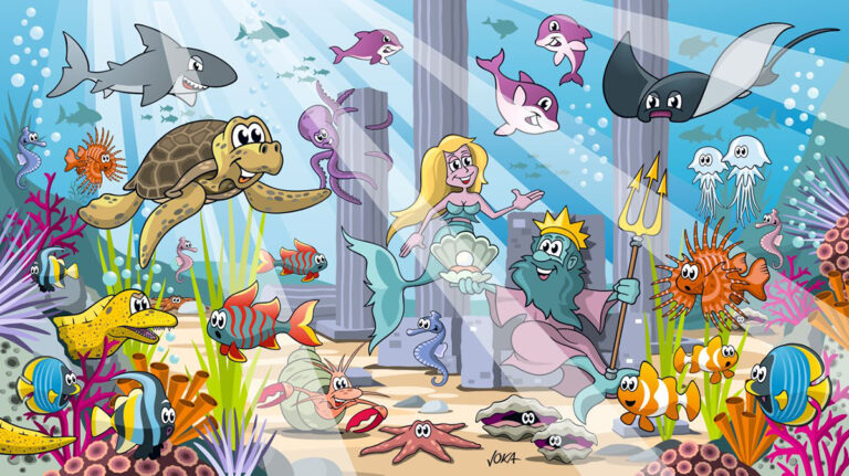 Comic Cartoon szene Unterwasserwelt
