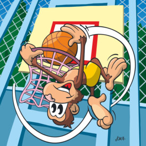 cartoon dunking monkey