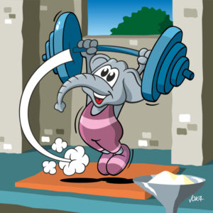 cartoon heavy weight elephant