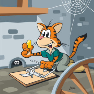 cartoon mousetrap cat