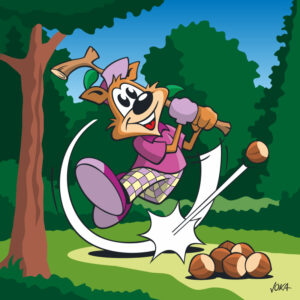 cartoon golfing squirrel