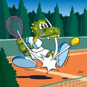 cartoon tennis crocodile